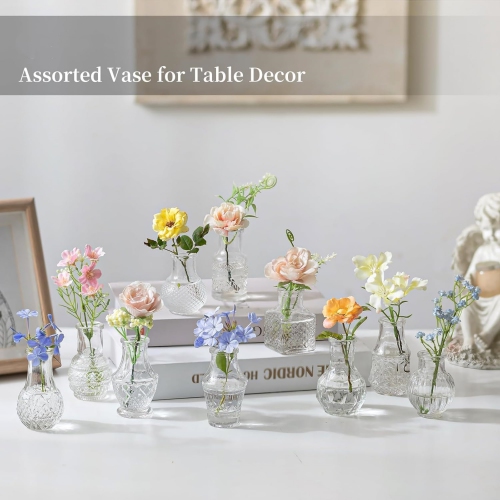 NIERBO Small Bud Vases for Centerpieces: 40 Pieces Mini Clear Glass Vase Set for Flowers Decor Wedding Party Baby Shower Dining Table Decorations