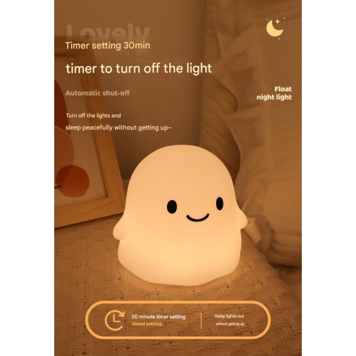 Halloween Ghost Cute Night Light Halloween Decoration Indoor Children Halloween Gift Soft Silicone Dimmable Rechargeable 30 Minutes Timer Bedroom