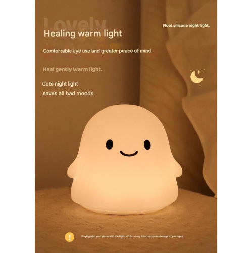 Halloween Ghost Cute Night Light Halloween Decoration Indoor Children Halloween Gift Soft Silicone Dimmable Rechargeable 30 Minutes Timer Bedroom