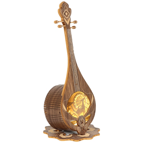 Dunhuang Pipa Woodcarving Lamp Nine-Colored Deer Music Box Multifunctional 3D Stereo Instrument Model Night Light Creative Gift