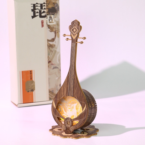 Dunhuang Pipa Woodcarving Lamp Nine-Colored Deer Music Box Multifunctional 3D Stereo Instrument Model Night Light Creative Gift