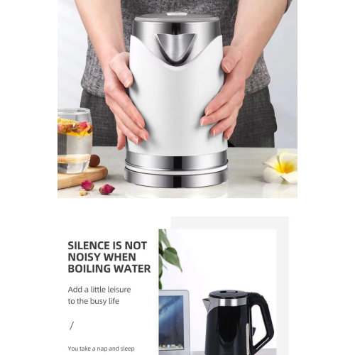 110V Stainless Steel Electric Kettle with Auto Shutoff, 304 Stainless Steel Double Wall Anti-Scalding, US Standard 2.0L - Black