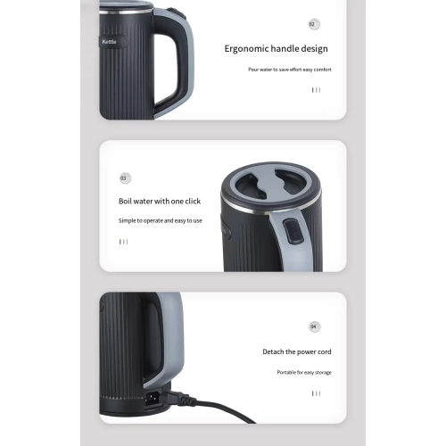 600W portable electric kettle, suitable for travel and business trips, 304 stainless steel, suitable for hotels and offices, 110V US standard, white