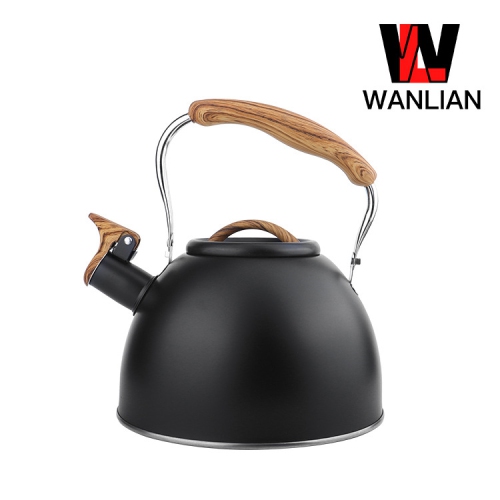 Suitable for induction, gas, and ceramic stoves. 3L large capacity whistling kettle for coffee or milk brewing. Black.
