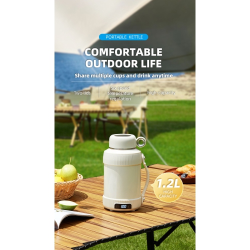 Portable Electric Water Cup Travel Kettle Home Multi-function Thermos Cup 110v US Regulator - White
