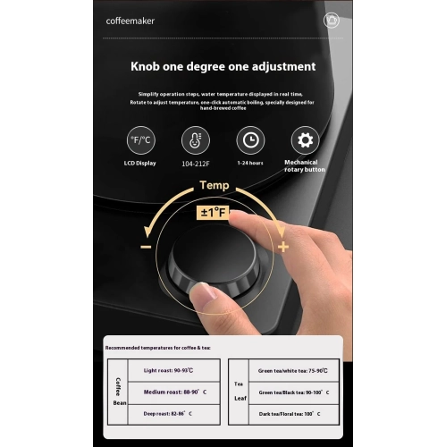 2025 Smart Constant Temperature Electric Kettle Gooseneck Kettle New Stainless Steel Adjustable Temperature Fast Heating Constant Temperature