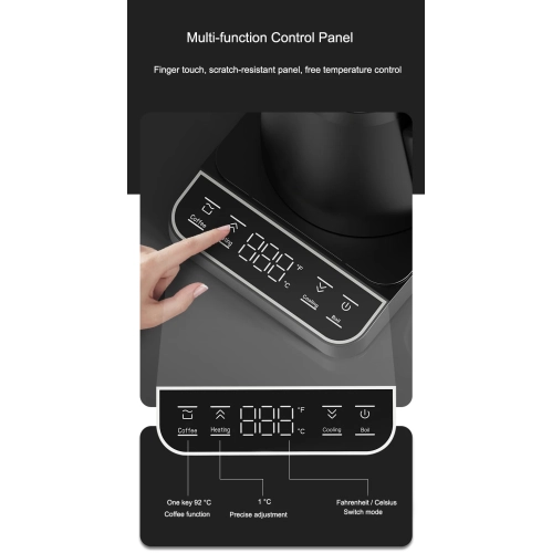 Slim-mouth gooseneck electric kettle, hand-pour coffee maker, smart temperature control panel, constant temperature kettle - titanium - American