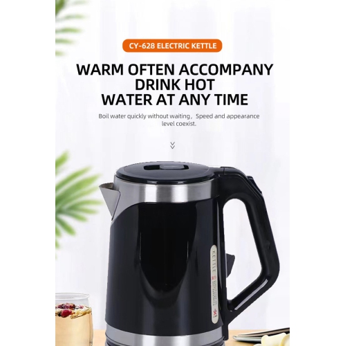 110V Stainless Steel Electric Kettle with Auto Shutoff, 304 Stainless Steel Double Wall Anti-Scalding, US Standard 2.0L - White