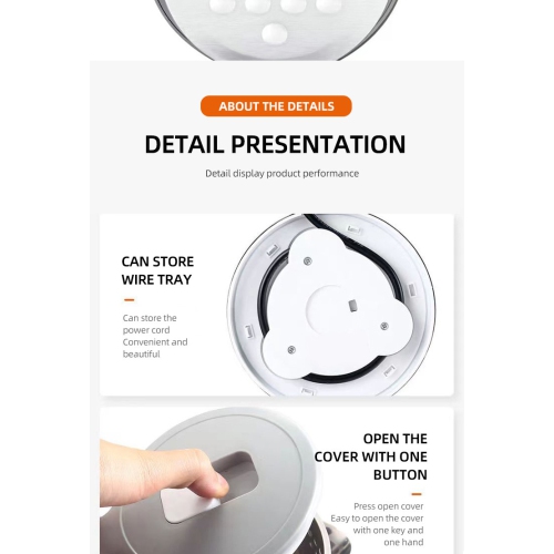 110V Stainless Steel Electric Kettle with Auto Shutoff, 304 Stainless Steel Double Wall Anti-Scalding, US Standard 2.0L - White