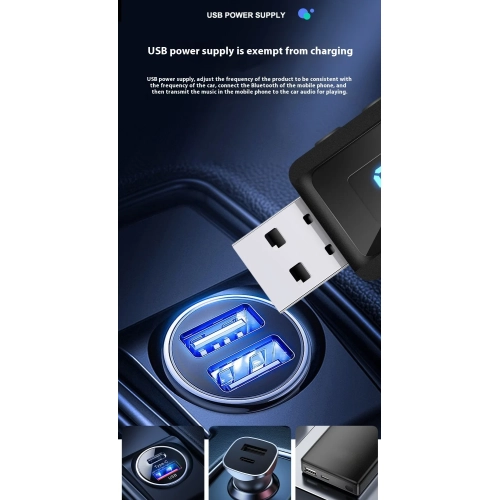 Récepteur Bluetooth Émetteur 5.3FM Radio d'auto Récepteur Bluetooth Récepteur USB FM Récepteur audio stéréo Adaptateur émetteur-récepteur audio stéréo