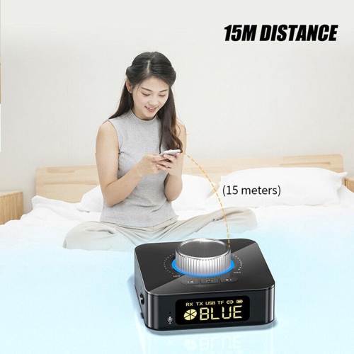 Affichage numérique 5,0 Émetteur récepteur audio Bluetooth Adaptateur audio auxiliaire 2-en-1 Adaptateur audio 3,5&nbsp;mm AUX vers RCA Hi-Fi