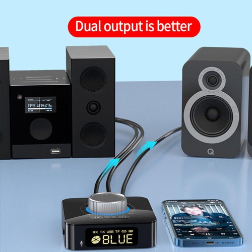 Affichage numérique 5,0 Émetteur récepteur audio Bluetooth Adaptateur audio auxiliaire 2-en-1 Adaptateur audio 3,5&nbsp;mm AUX vers RCA Hi-Fi