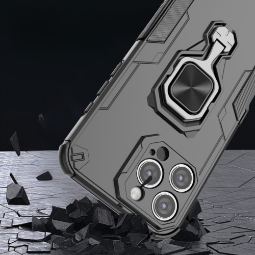 Suitable for iPhone 14 Pro mobile phone case ring holder magnetic car anti-fall mobile phone case 360 ​​degree rotating bracket - black