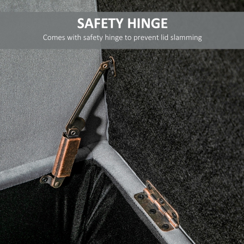 HOMCOM – Banc de rangement capitonné, banc de bout rembourré avec accoudoirs roulés, coffre de rangement, pour salon, chambre, entrée, Gris