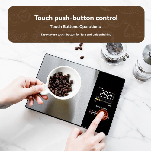 High-Precision Smart Nutrition Scale - Home Roasting Coffee Scale, Stainless Steel Touchscreen Kitchen Scale, Stainless Steel Smart Coffee Scale, LED