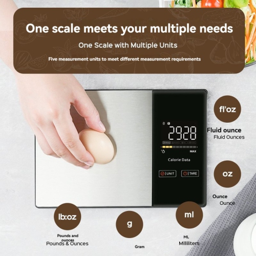 High-Precision Smart Nutrition Scale - Home Roasting Coffee Scale, Stainless Steel Touchscreen Kitchen Scale, Stainless Steel Smart Coffee Scale, LED