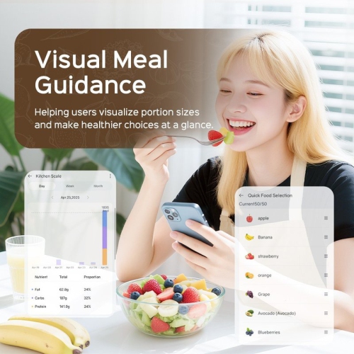 High-Precision Smart Nutrition Scale - Home Roasting Coffee Scale, Stainless Steel Touchscreen Kitchen Scale, Stainless Steel Smart Coffee Scale, LED