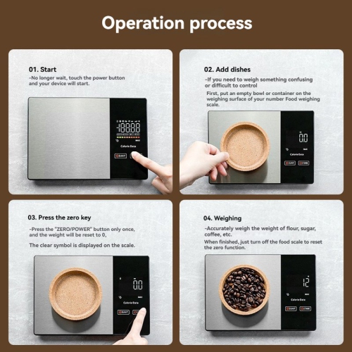 High-Precision Smart Nutrition Scale - Home Roasting Coffee Scale, Stainless Steel Touchscreen Kitchen Scale, Stainless Steel Smart Coffee Scale, LED