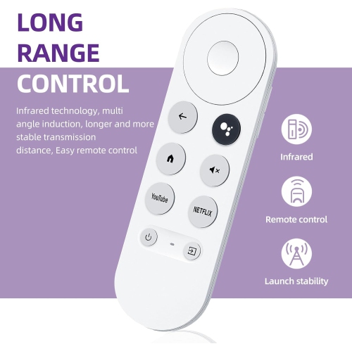 Voice Remote Replacement Control(Remote Only) Fit for Google Chromecast 4K Streaming Media Player Chromecast Remote Replacement for Google TV