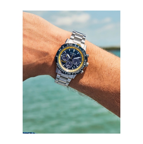 Montre homme à éco-entraînement Promaster Navihawk 40 mm en inox argenté avec cadran bleu Citizen