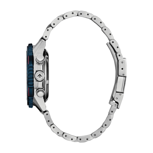 Citizen Mens Promaster Nighthawk Eco-Drive Watch 40mm Silver-Tone Stainless Steel Case and Bracelet with Red Dial