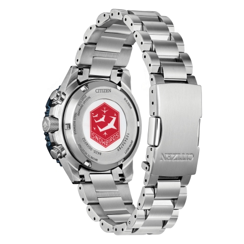 Citizen Mens Promaster Nighthawk Eco-Drive Watch 40mm Silver-Tone Stainless Steel Case and Bracelet with Red Dial