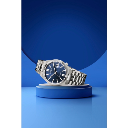 Citizen Unisex Tsuyosa 37Mm Automatic Watch 37mm Silver-Tone Stainless Steel Case and Bracelet with Blue Dial