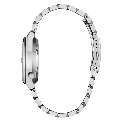 Montre automatique unisexe Tsuyosa de 37 mm 37 mm avec boîtier et bracelet en inox argenté et cadran violet de Citizen