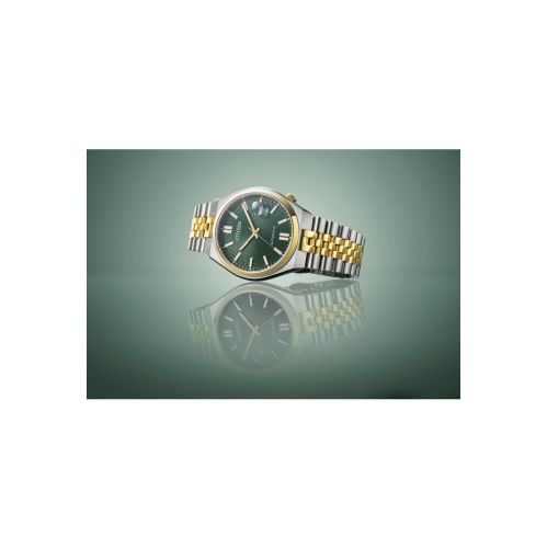 Montre automatique homme « 60 » 40 mm bicolore boîtier inox. Et bracelet en inox et cadran vert de Citizen