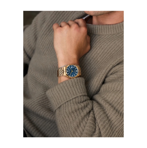 Montre automatique homme « 60 » Tsuyosa Citizen 40 mm boîtier inox rose doré et bracelet cadran bleu