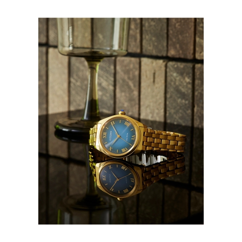 Citizen Ladies Citizen L “Classic” Eco-Drive Watch 33mm Gold-Tone Stainless Steel Case and Bracelet with Blue Dial