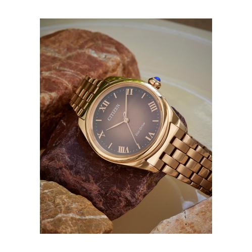 Citizen Ladies Citizen L “Classic” Eco-Drive Watch 33mm Rose Gold-Tone Stainless Steel Case and Bracelet with Brown Dial