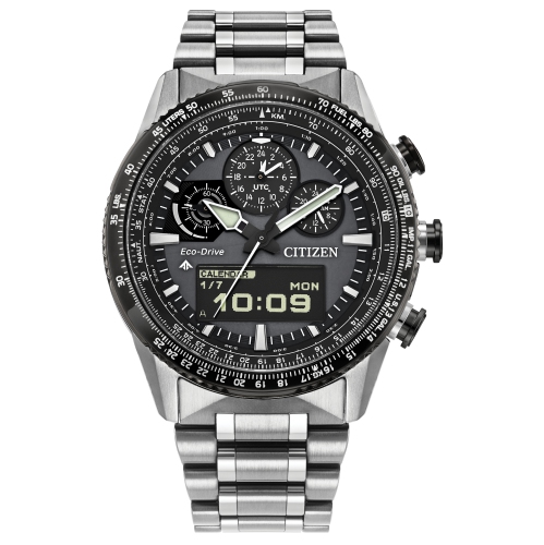 Citizen Mens Promaster Skyhawk U830 Eco-Drive Watch 43mm Silver-Tone Stainless Steel Case and Bracelet with Grey Dial