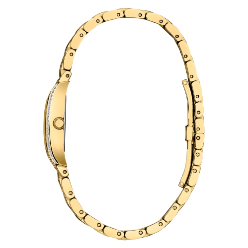 Montre pour femmes Palidoro Eco-Drive 28,3 mm avec boîtier et bracelet en acier inoxydable doré et cadran noir