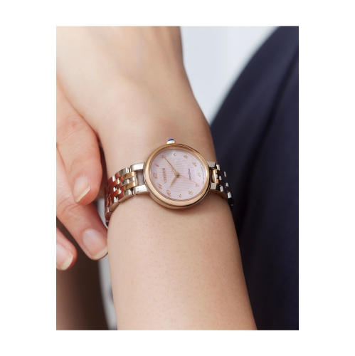 Montre pour femmes Eco-Drive 27,7 mm de Citizen avec boîtier et bracelet en inox bicolore et cadran blanc