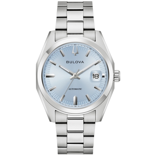 BULOVA WATCH  Bulova Mens Surveyor Automatic Watch 39MM Silver-Tone Stainless Steel Case And Bracelet With Dial (96B469) In Light Blue