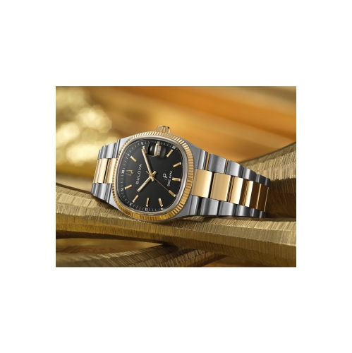 Montre pour hommes Super Seville Precisionist de Bulova 37,5 mm avec boîtier et bracelet en inox argenté et cadran noir