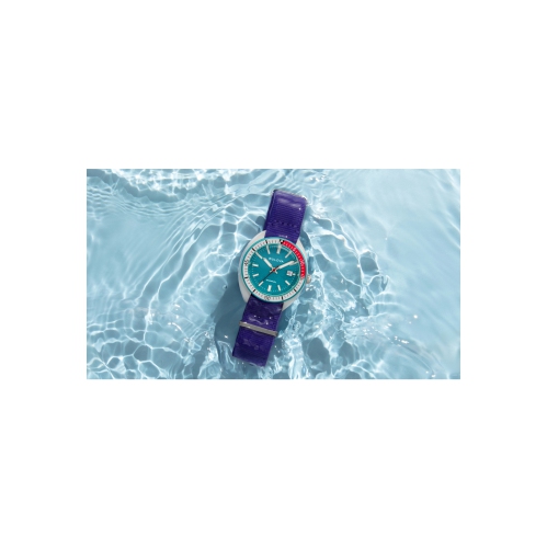 Bulova Mens Snorkel #Tide® Limited Edition Quartz Watch 41mm White Hybrid-Ceramic Case Purple Nylon Strap with Teal Dial