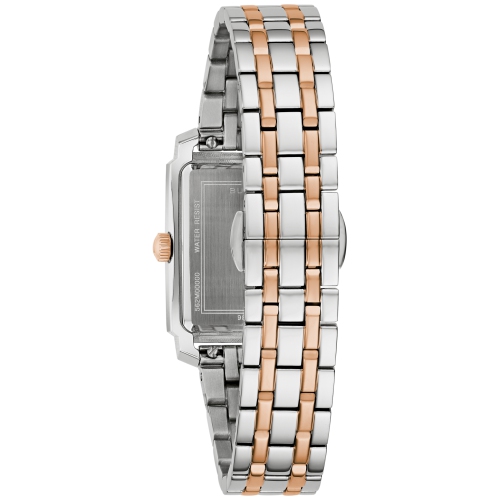Bulova Ladies Sutton Quartz Watch 25mm Two-Tone Rose Gold Stainless Steel Case and Bracelet with White Dial