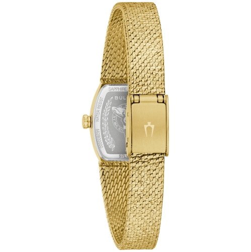 Bulova Ladies Goddess Of Time Quartz Watch 17mm Gold-Tone Stainless Steel Case and Bracelet with Green Malachite Dial