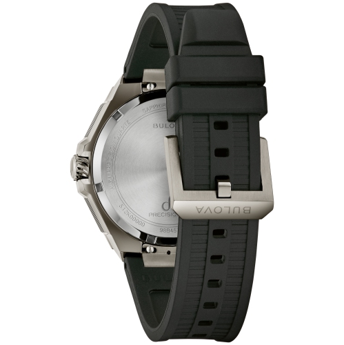 Bulova Mens Series X Precisionist Watch 42mm Grey Stainless Steel Case Black HNBR Rubber Strap with White Lumincescent Dial