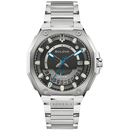 Bulova Mens Series X Precisionist Watch 42mm Silver-Tone Stainless Steel Case and Bracelet with Black Dial