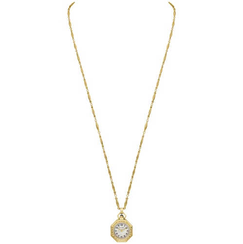 Montre à quartz pour femmes avec pendentif rubaiyat édition limitée Bulova 25,5 mm boîtier inox doré et chaîne avec cadran blanc