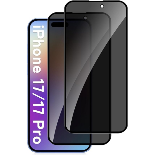Tasnim 2pcs Tempered Glass Compatible with iPhone 17 Privacy Screen Protector [Anti-Spy] [Anti-Scratch] [9H Hardness] Tempered Glass for iPhone 17