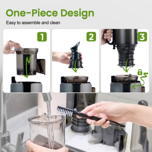 Extracteur à jus à froid Ventray, extracteur à jus masticateur à grande goulotte de 4,7 po avec technologie d'extraction étendue pour légumes et