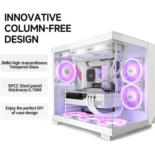 PCCOOLER CPS C3 T500 ARGB PC Case, Dual-Chamber Mid-Tower ATX Case, Desktop Computer Case w/ 6 ARGB Fans Pre-installed w/ Fan Hub, Tempered Glass,