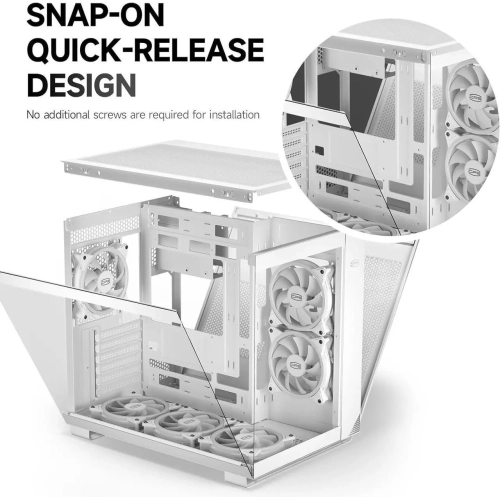 PCCOOLER CPS C3 T500 ARGB PC Case, Dual-Chamber Mid-Tower ATX Case, Desktop Computer Case w/ 6 ARGB Fans Pre-installed w/ Fan Hub, Tempered Glass,
