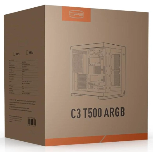 PCCOOLER CPS C3 T500 ARGB PC Case, Dual-Chamber Mid-Tower ATX Case, Desktop Computer Case w/ 6 ARGB Fans Pre-installed w/ Fan Hub, Tempered Glass,
