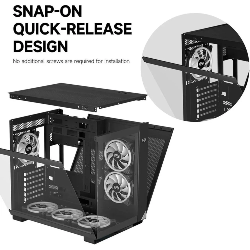 PCCOOLER CPS C3 T500 ARGB PC Case, Dual-Chamber Mid-Tower ATX Case, Desktop Computer Case w/ 6 ARGB Fans Pre-installed w/ Fan Hub, Tempered Glass,
