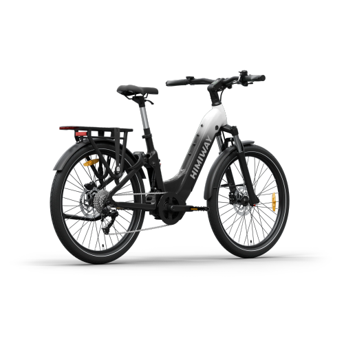 Himiway A7 Pro - Vélo de ville électrique urbain | dégradé noir et blanc | Taille unique | Moteur à entraînement moyen 500&nbsp;W | Vitesse maximale